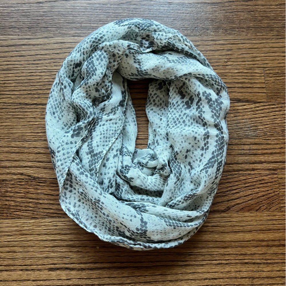 White and Gray Infinity Scarf